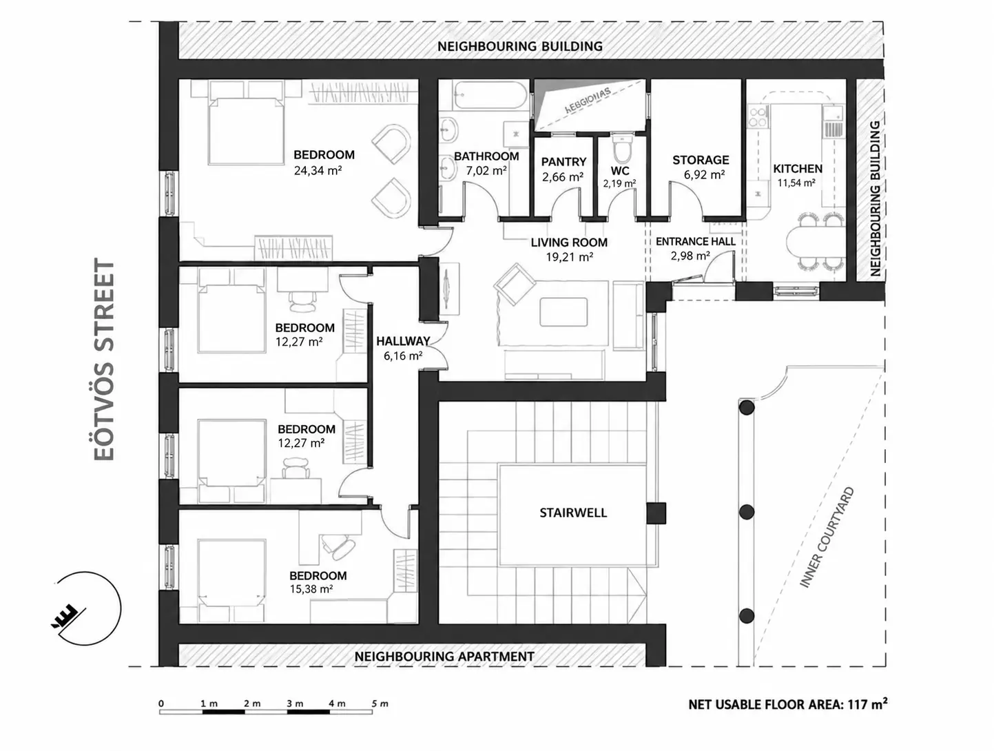 Grand Historic Budapest Apartment Near Oktogon – 117 Sqm – 5 Rooms – Conversion Potential