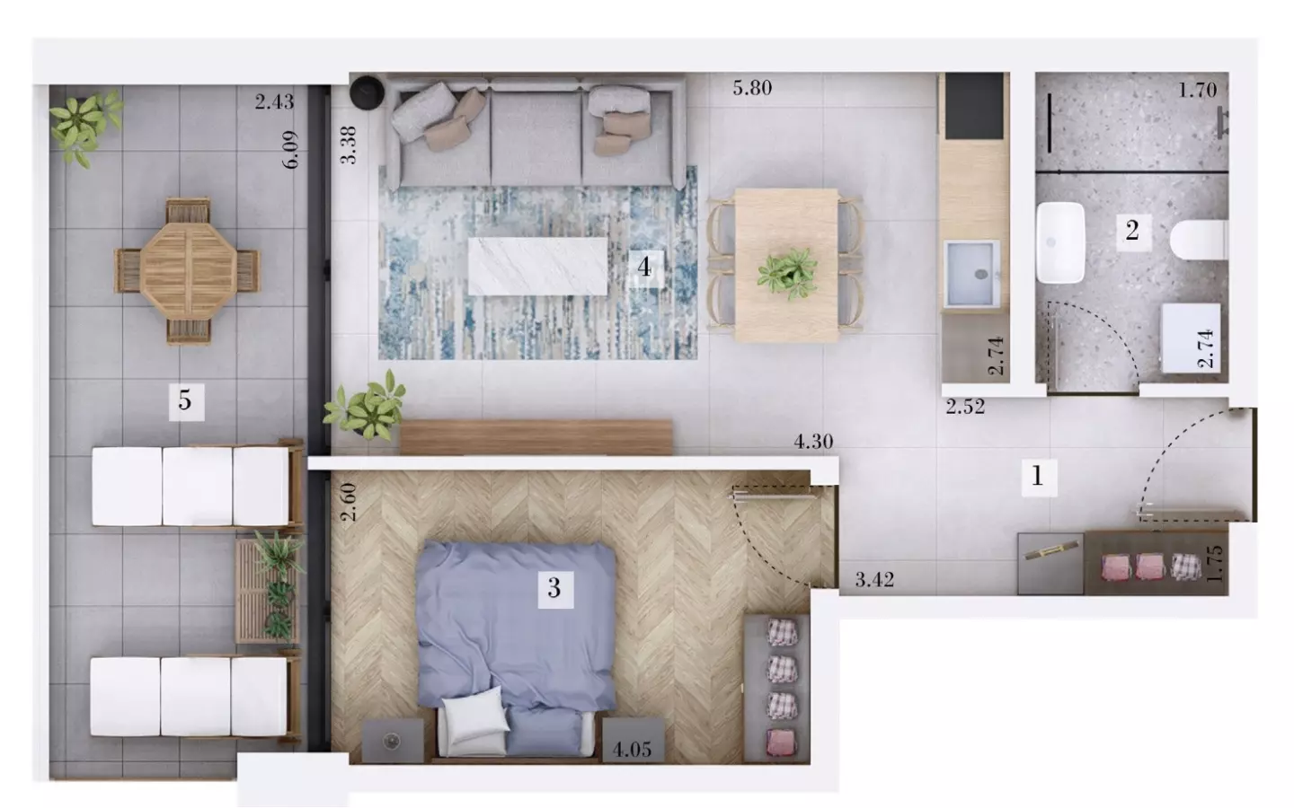 1-bedroom Apartment In Rovinjsko Selo, Croatia (51,98 M²)