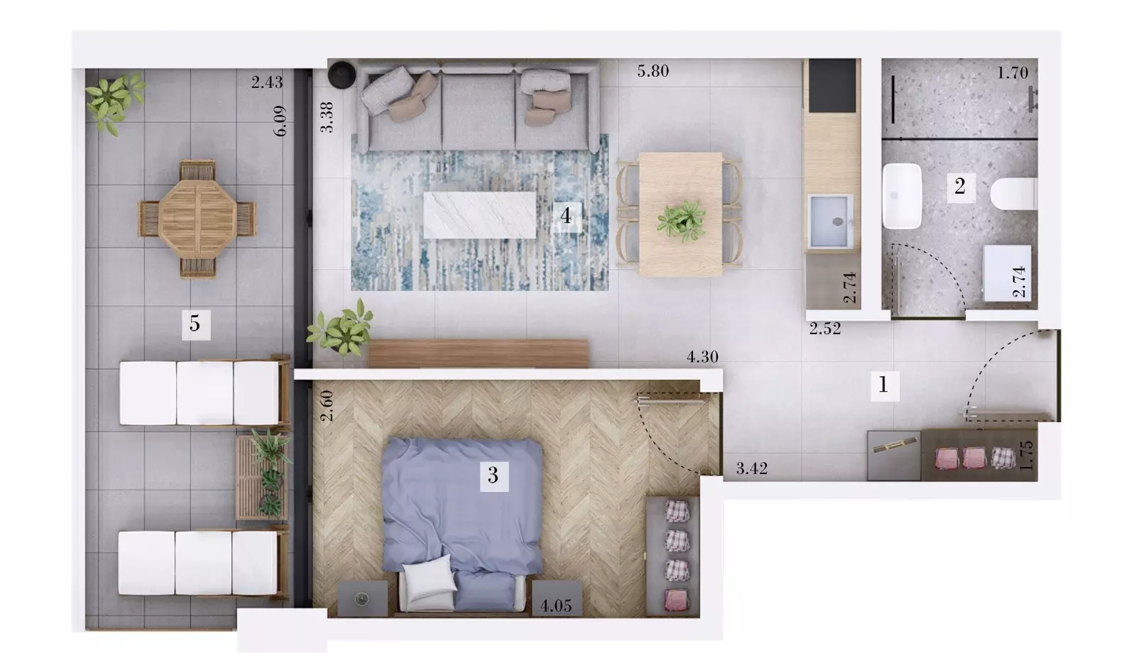 1-bedroom Apartment In Rovinjsko Selo, Croatia (51,98 M²)